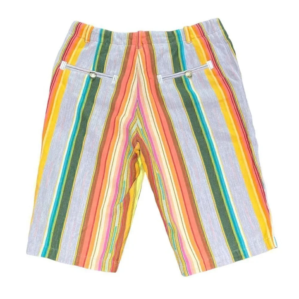 Le Superbe Satillo Bermuda Short Multi Serape Stripe NWOT Size 2